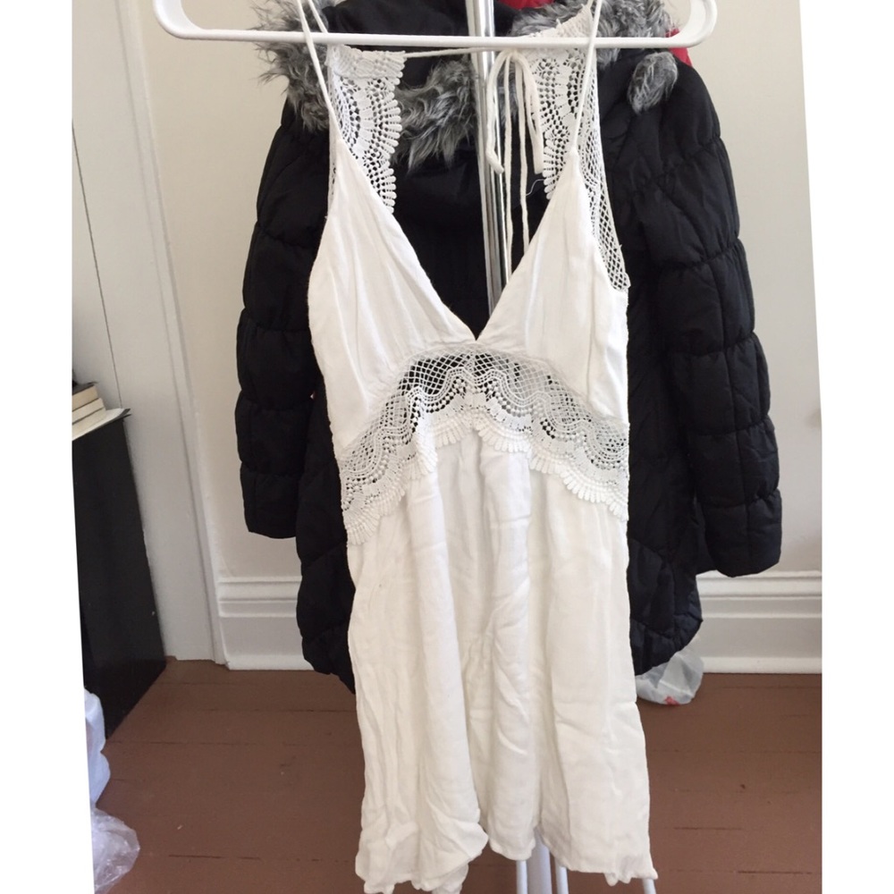 Lulus White Lace Backless Sleeveless Mini Sundress